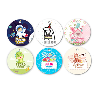 Tag Redonda Personalizada para Lembrancinha 22 Unidades temas em Oferta na Shopee
