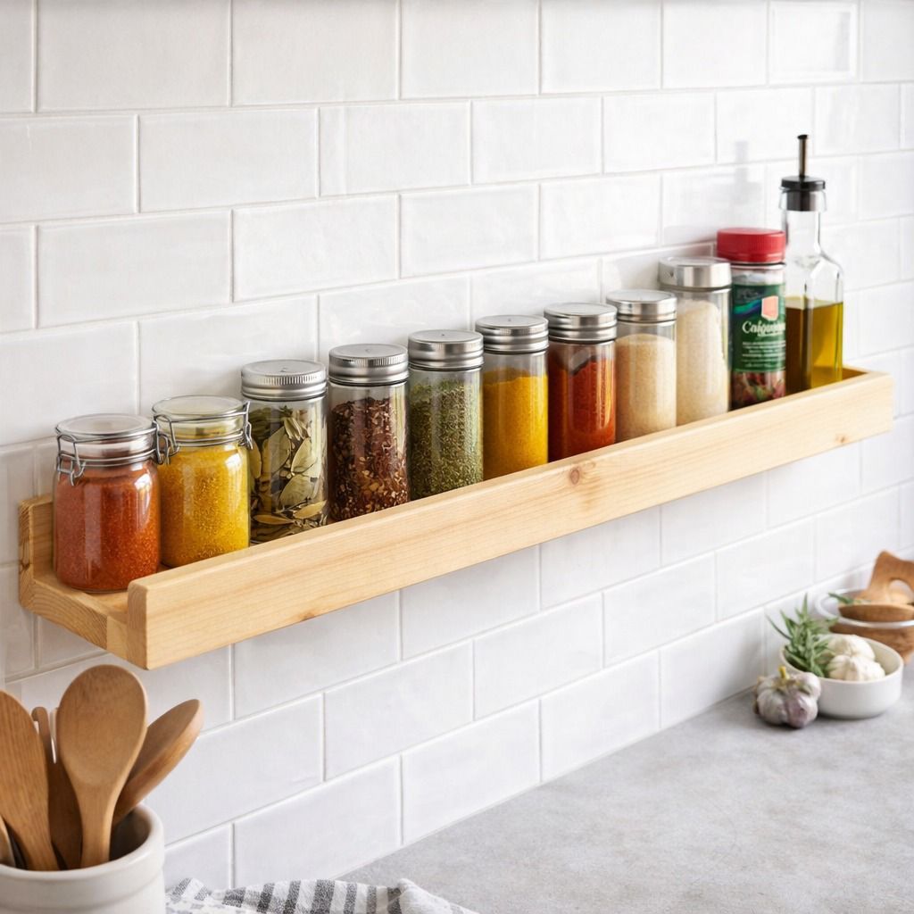 Prateleira Decorativa Porta Temperos Suporte  Madeira Minimalista Rústico