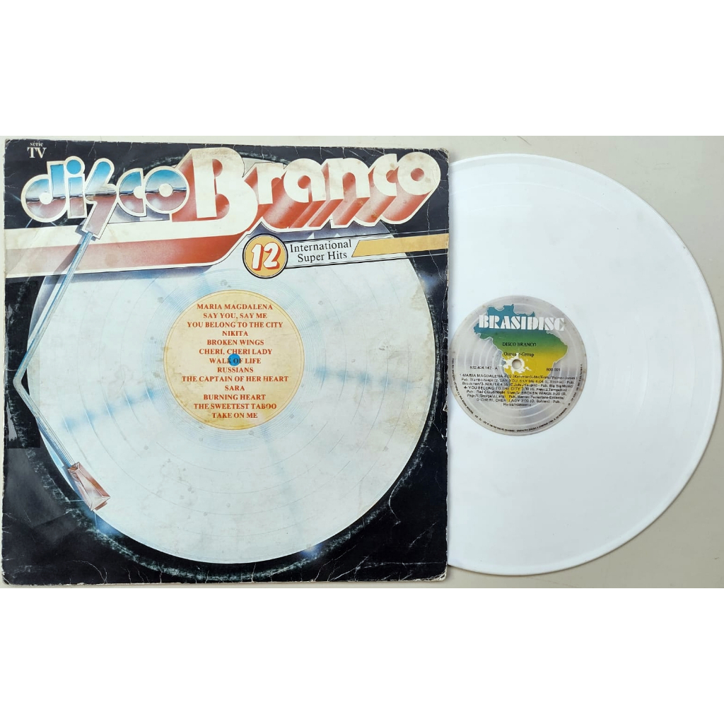 Disco de Vinil / Lp: Disco Branco - 12 International Super Hits - Série TV (Elton John, Sting, Lionel Richie, Pop, Rock)