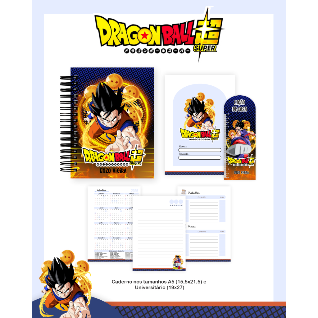 CADERNO ANIMES COLLECTION 2026  - Capa dura Premium, Anotações, 75 Gramatura - A5 e A6 VOLTA ÁS AULAS
