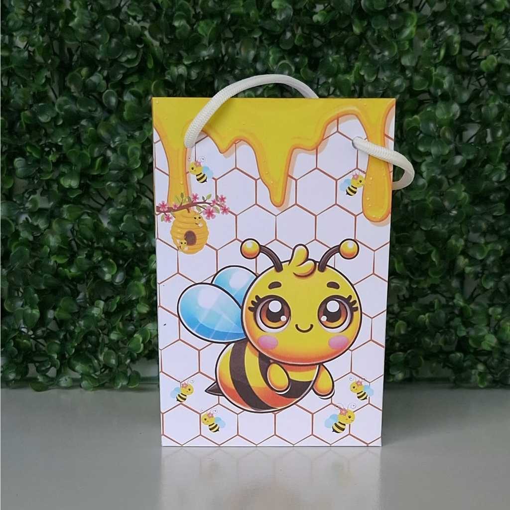 Sacolinha Personalizada (P) Abelha 01 para Festa Lembrancinhas Aniversário