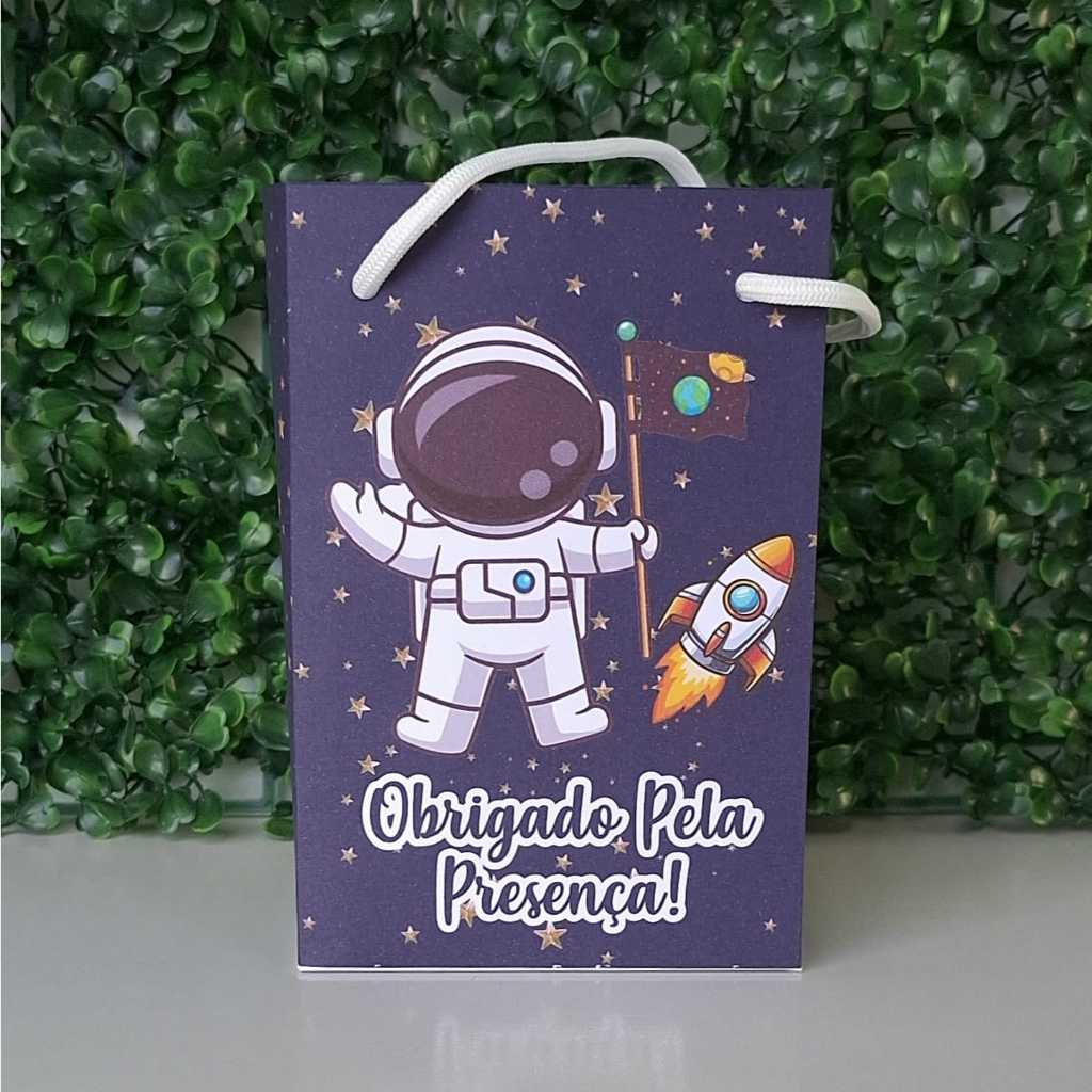 Sacolinha Personaliza (P) Astronauta para Festa Lembracinhas Aniversário