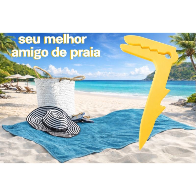 Kit 4 Presilha para Toalha de Praia Fixação na Areia Canga Piscina Vento Minimalista em Impressão 3D
