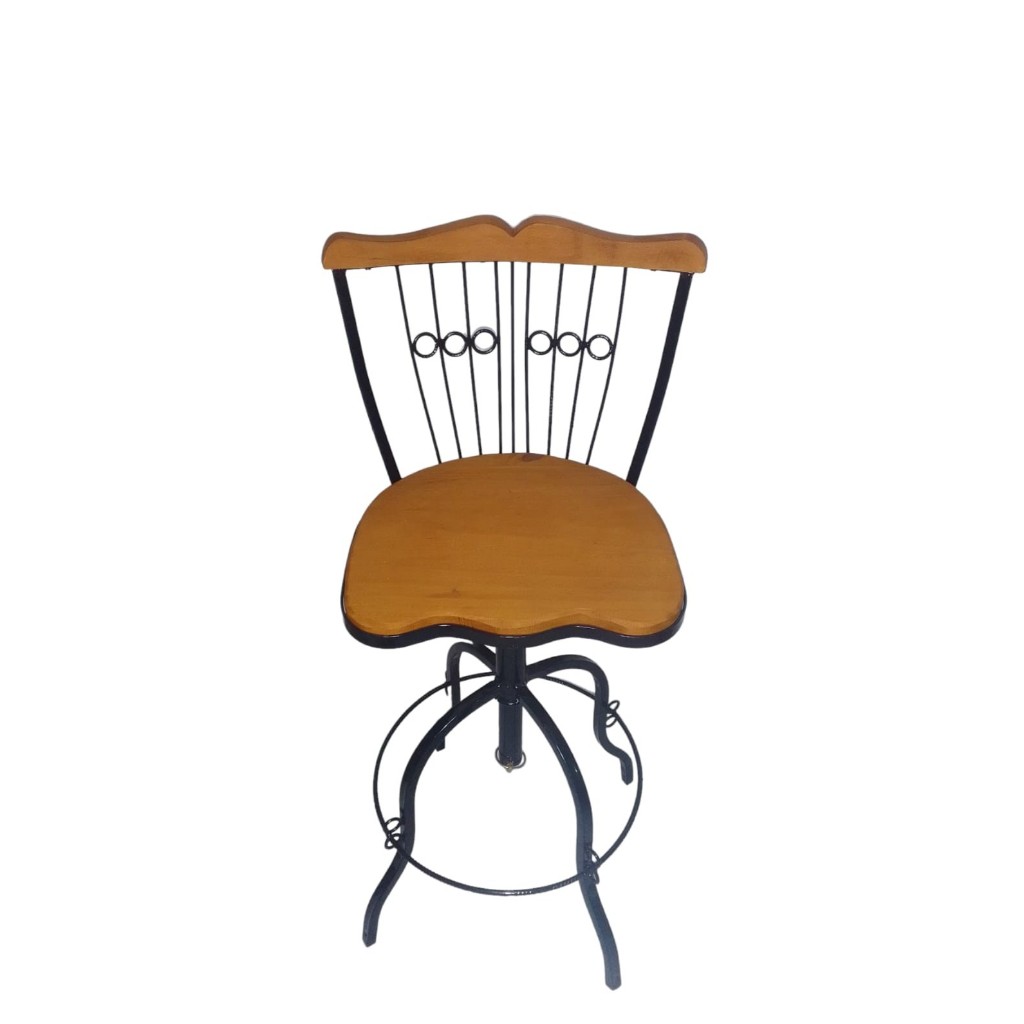 Banqueta Bistrô 70 cm Regulável e Giratória | Ferro e Madeira para Balcão Oferta Relâmpago
