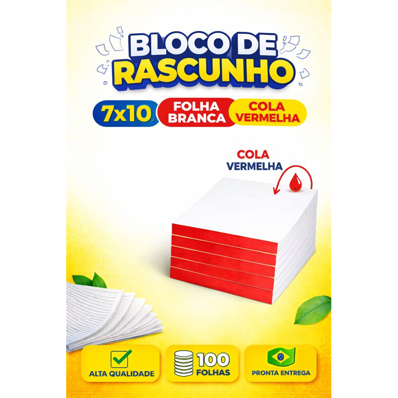 100 Blocos de Rascunho anotações 10x7 com 100 folhas