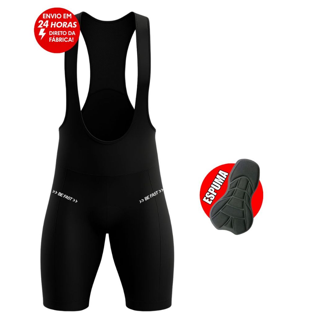 Bretelle de Ciclismo Be Fast Preto Bermuda Forro Espuma Bike Pedal Roupa Masculina Alta Performance em Oferta na Shopee