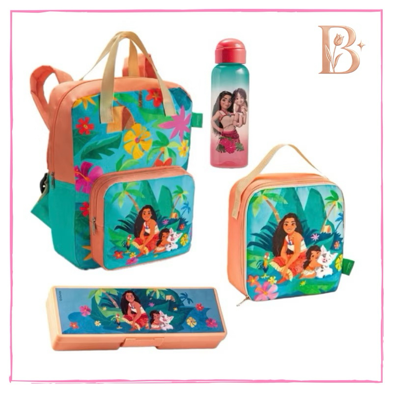 Kit Escolar Moana Completo | Mochila + Lancheira + Estojo + Garrafa de Água (Avon Disney Original)
