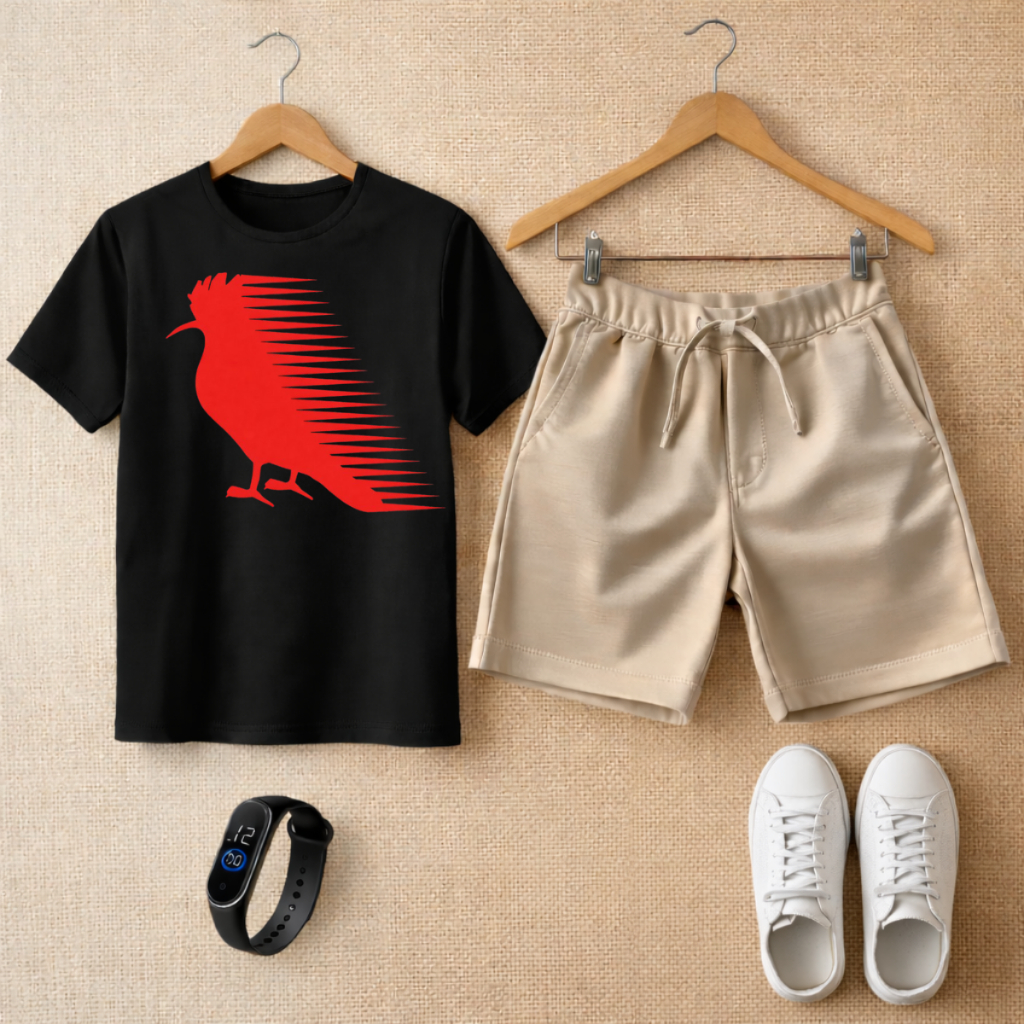 Kit Infantil Camiseta Reserva e Bermuda Moletom + Relógio infantil