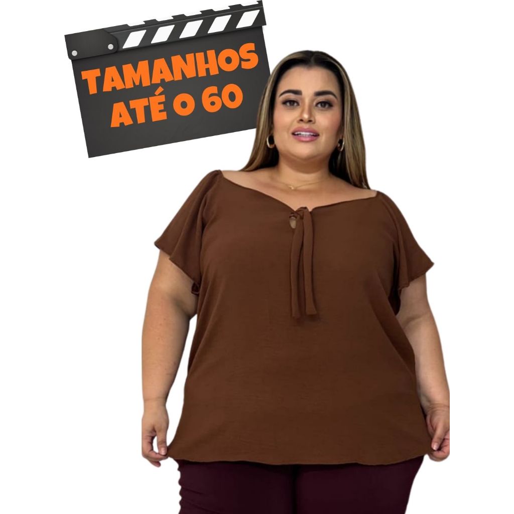 Blusa Social Plus Size Feminina Ciganinha De Tecido Crepe Dunas em Oferta na Shopee