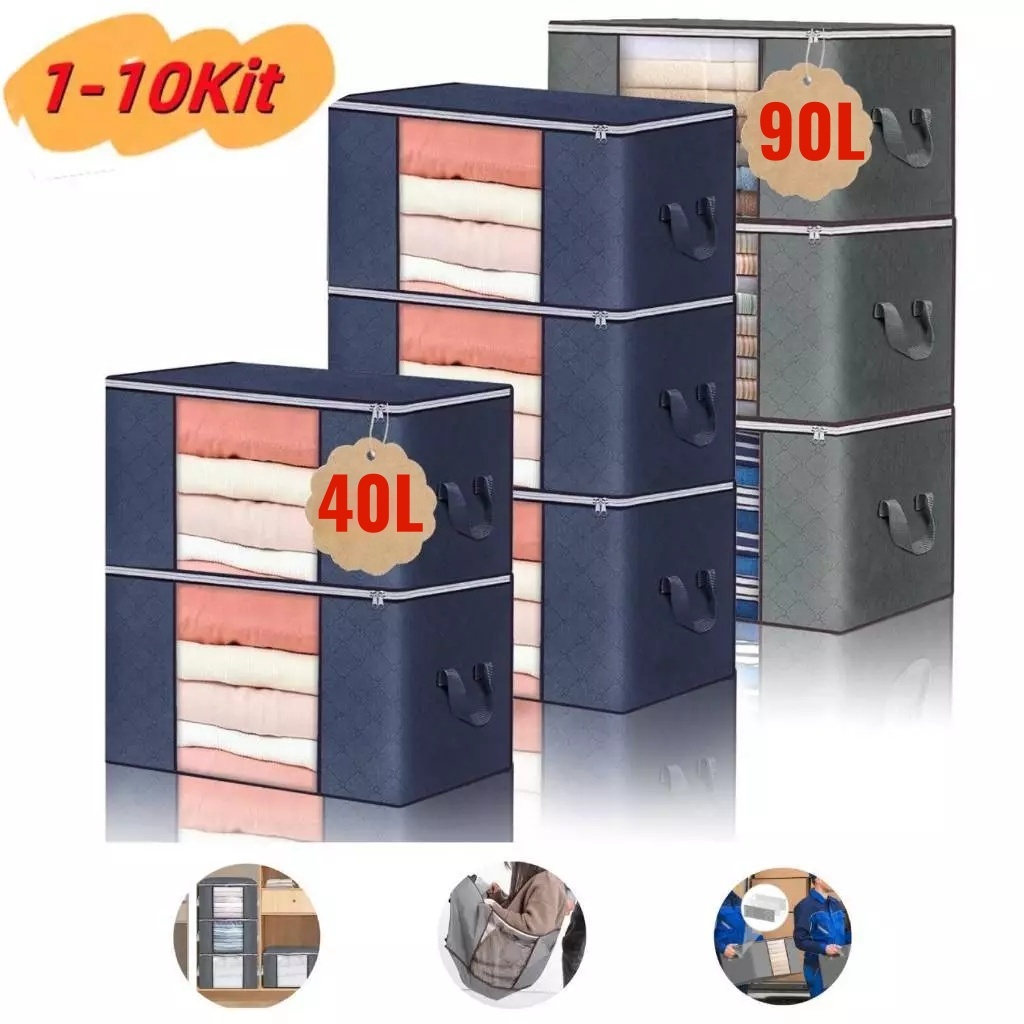 Caixa 90L saco organizador grande edredom cobertor casaco guarda roupa ecológico anti-poeira umidade insetos multiuso