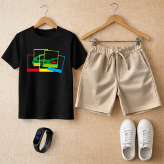 Kit Infantil Camiseta Premium e Bermuda Moletinho + Relógio Brinde em Oferta na Shopee