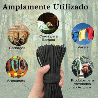 10metros Corda de paraquedas 550 paracord tática acampamento corda de sobrevivência ao ar livre de 4mm  ultra resistente
