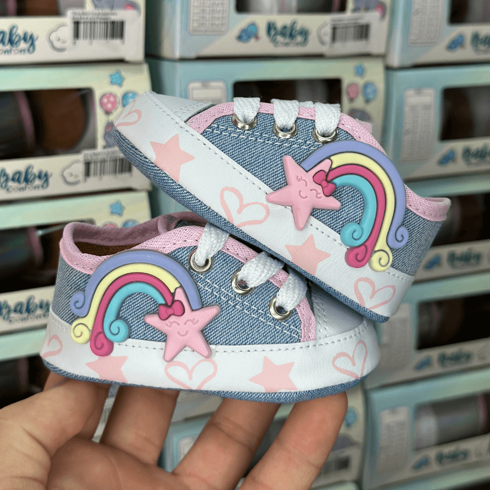 Sapatinho bebê menina jeans arco confortável recém-nascido macio barato presente maternidade festa em Oferta na Shopee
