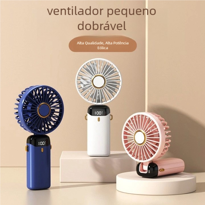 "Mini Ventilador Portátil – USB Recarregável, Dobrável, Display Digital " em Oferta na Shopee