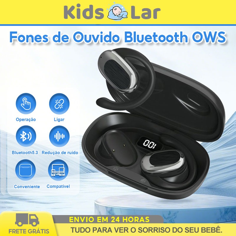 Fone de Ouvido Bluetooth Sem Fio De Condução Óssea Pendurado Para Esportes à Prova D'água