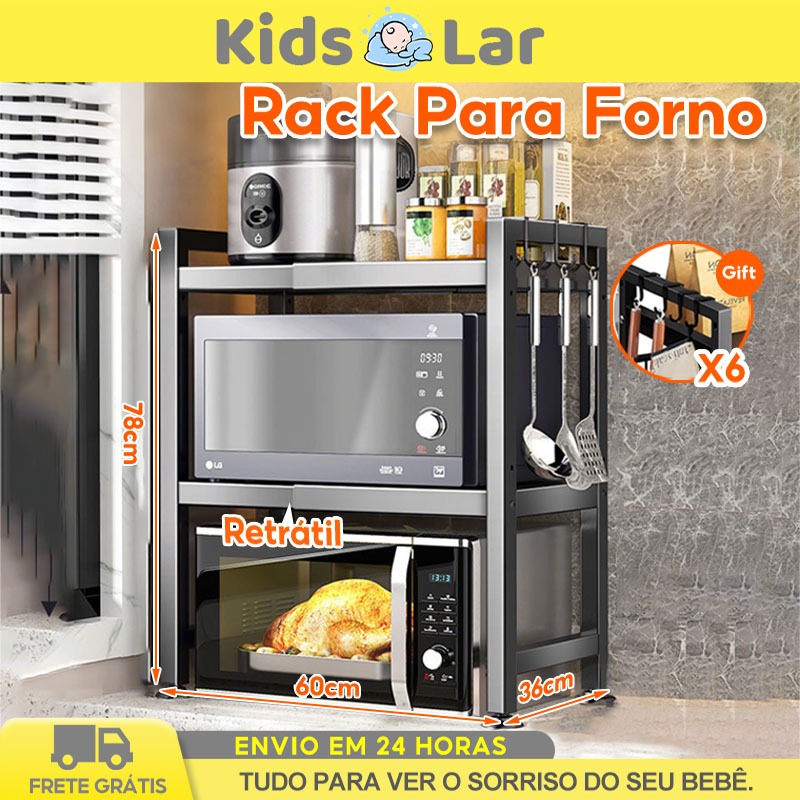 Rack Suporte Para Microondas Prateleira Organizador Ajustável de Cozinha em Oferta na Shopee