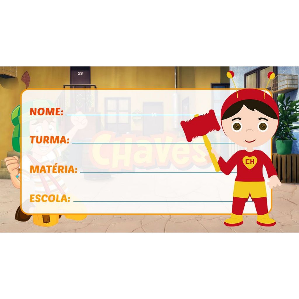 20 Etiqueta Escolar - TURMA DO CHAVES 2025 KIT COM 20 ADESIVOS ESCOLAR DA TURMA DO CHAVES 8X5