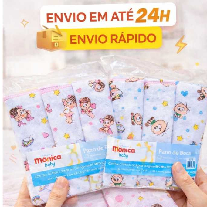 Pano de Boca Bebê 3 ou 6 Unidades 34x40 Babete 100% Algodão Enxoval.