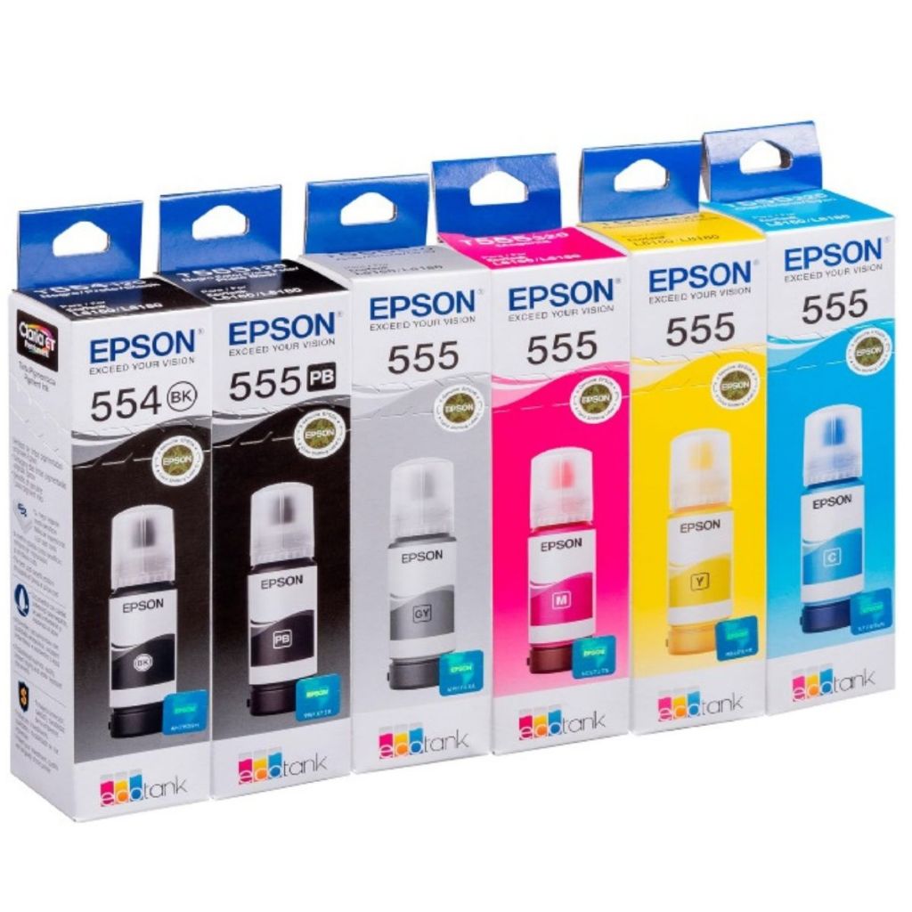 kit 6 tinta refil T554 T555 para impressora epson l8160 l8180 fotografica