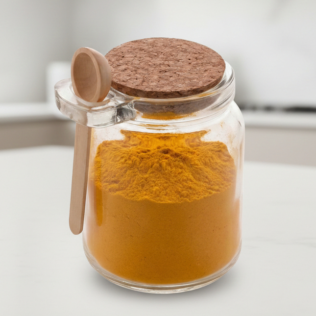 Porta Condimentos De Vidro C/ Colher Bambu E Tampa Rolha 240ml Pote Tempero Hermético