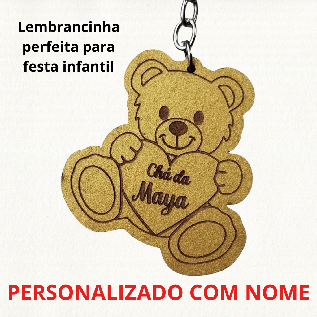 Chaveiro Ursinho Personalizado Lembrancinha Chá revelação Festa Aniversario Infantil MDF em Oferta na Shopee