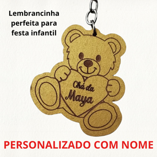 Chaveiro Ursinho Personalizado Lembrancinha Chá revelação Festa Aniversario Infantil MDF em Oferta na Shopee
