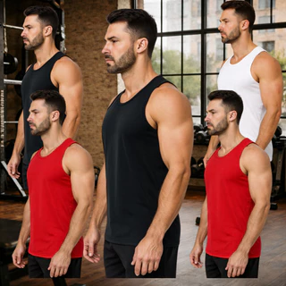 Kit Com 5 Regatas Masculinas Dry Para Academia e Treino Camiseta Sem Manga Fitness