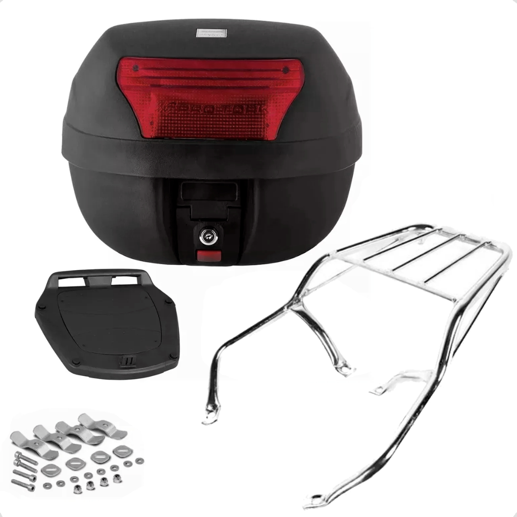 Bauleto 28 Litros Baú Traseiro C/ Suporte Universal Removível Pro Tork Smart Box  Biz 125 04/08