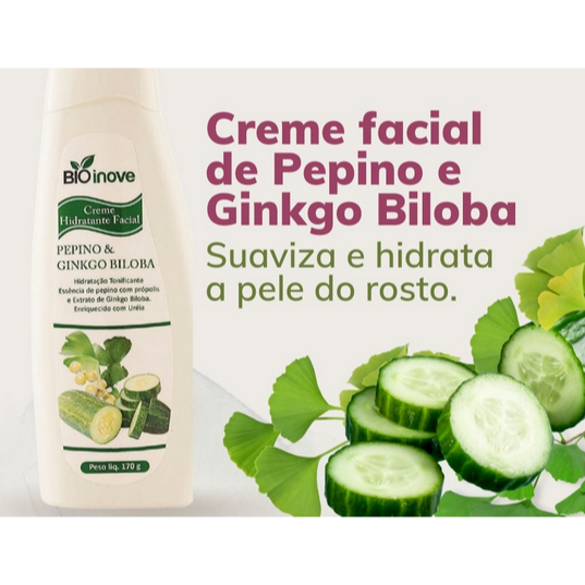 Creme Hidratante Facial Pepino e Ginkgo Biloba - Bio Inove (04 UNIDADES)