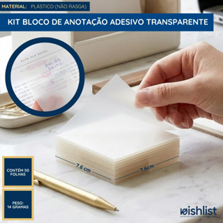 Bloco de Anotação Transparente e Colorido Adesivo e Não Adesivo – Diversas Composições em Oferta na Shopee