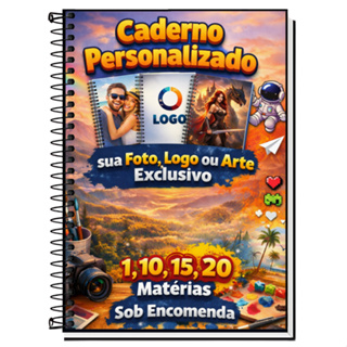Caderno Personalizado |Foto, Logo ou Arte |Exclusivo |Capa Dura & Espiral Resistente  1,10,15,20 Matérias |Sob Encomenda em Oferta na Shopee
