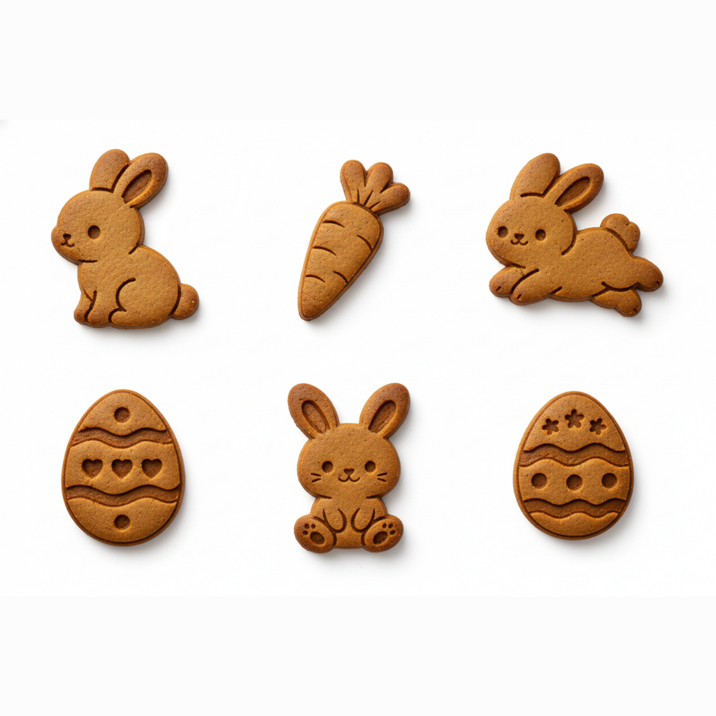 Kit 6 Cortador Marcador Cookie Páscoa Coelho Ovo