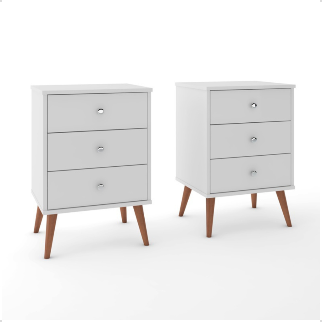 Jogo 2 Mesas Cabeceira Mesinhas Quarto  Decoração Moderna Lateral Cama Organizadora MIX