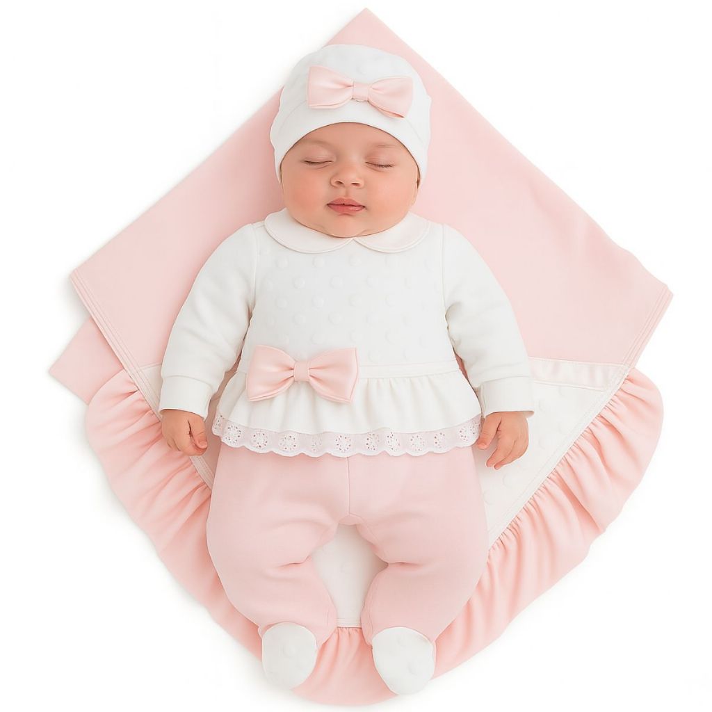 Saída Maternidade Bebê Menina Booble Soft Branca  4 Peças Quentinha Kit Maternidade Completo Feminino em Oferta na Shopee