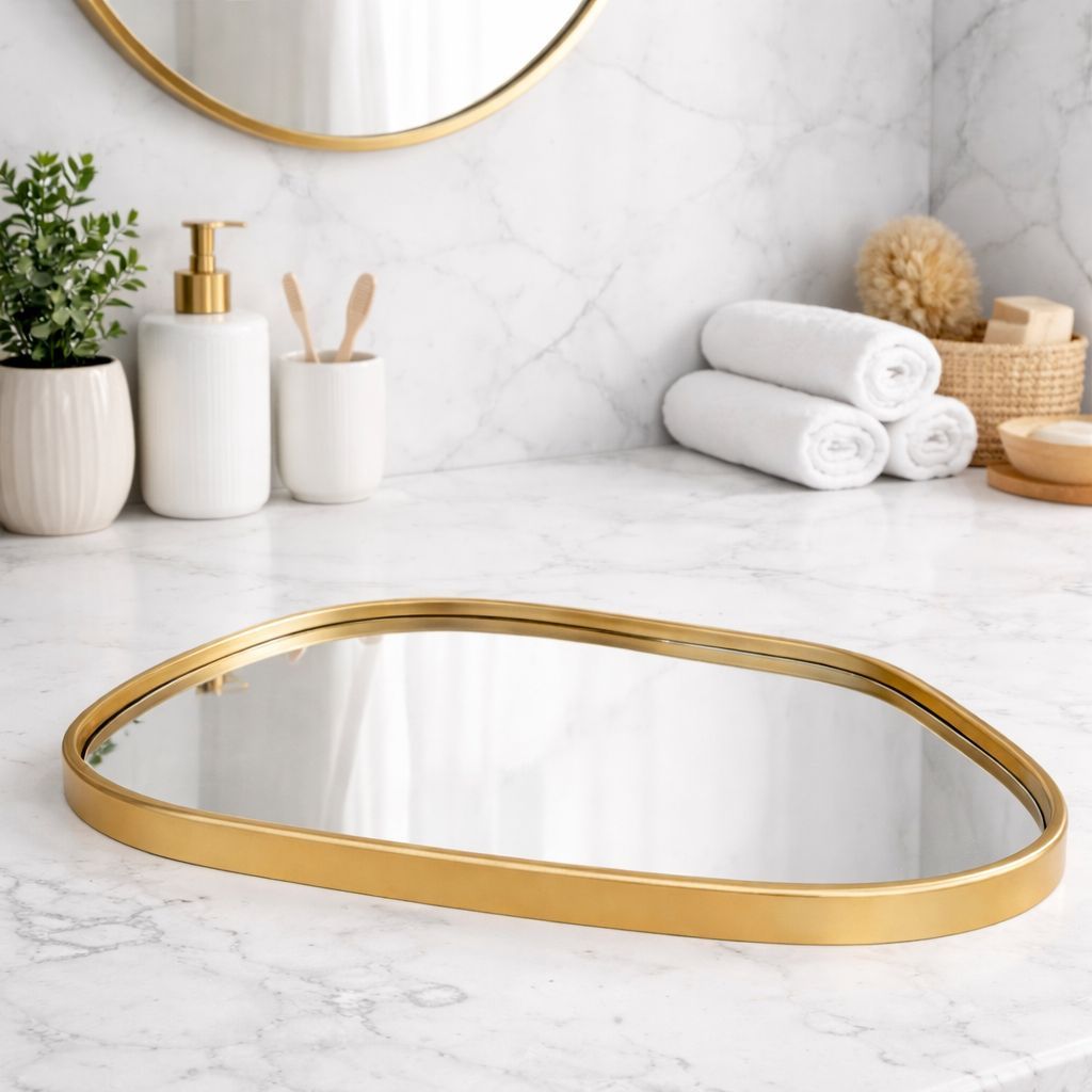 Bandeja Decorativa 29cm Formato Orgânico Espelhada em Oferta na Shopee