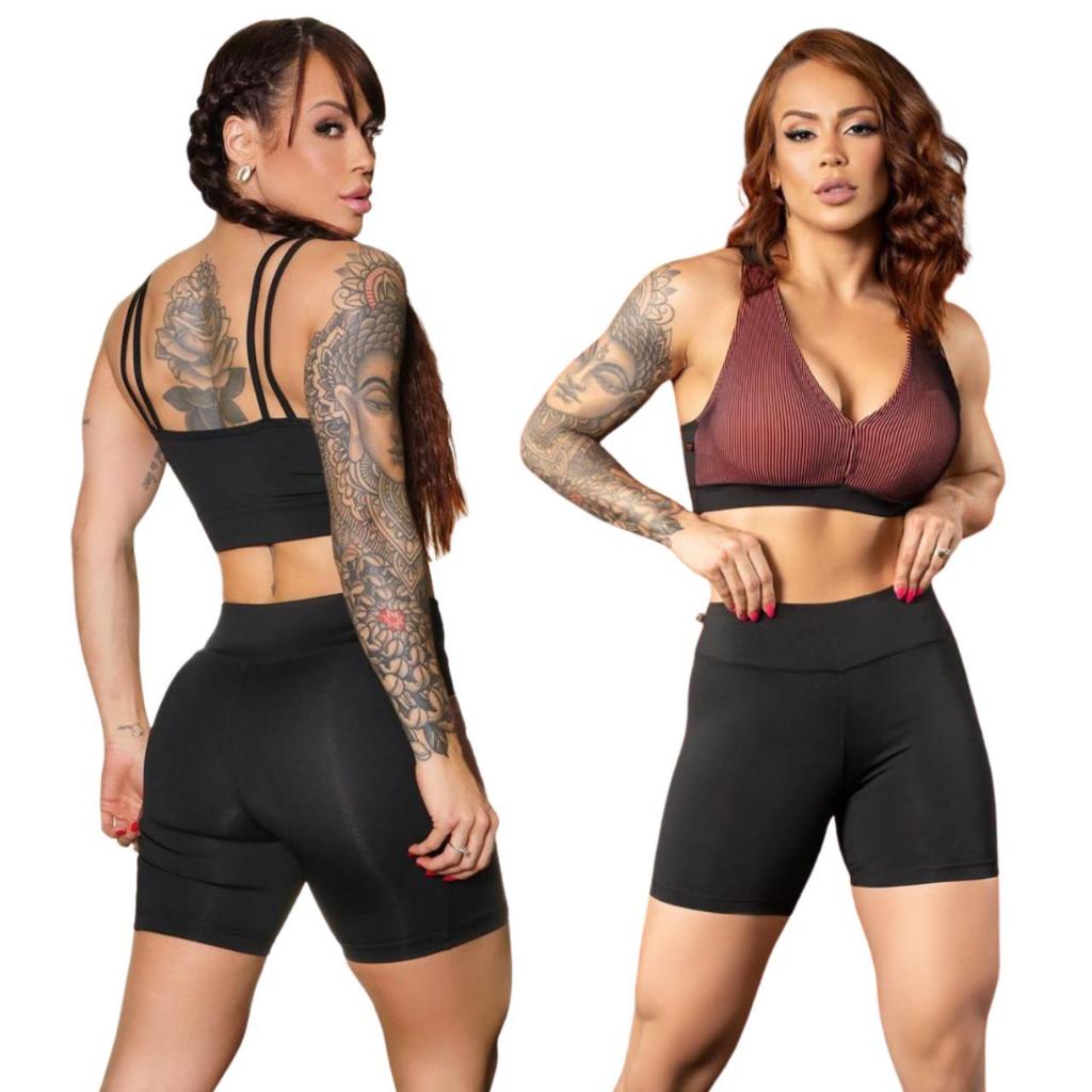 Kit 2 Bermuda suplex Academia Feminino Fitness  Lisa Básica Meia Coxa Dança  Pilates Caminhada Esporte