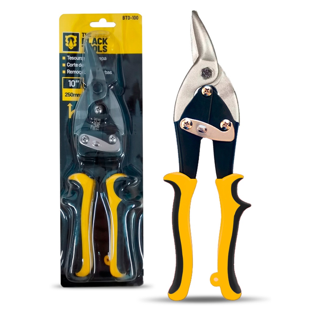 Tesoura Para Corte Reto Chapa Calhas Direito The Black Tools em Oferta na Shopee