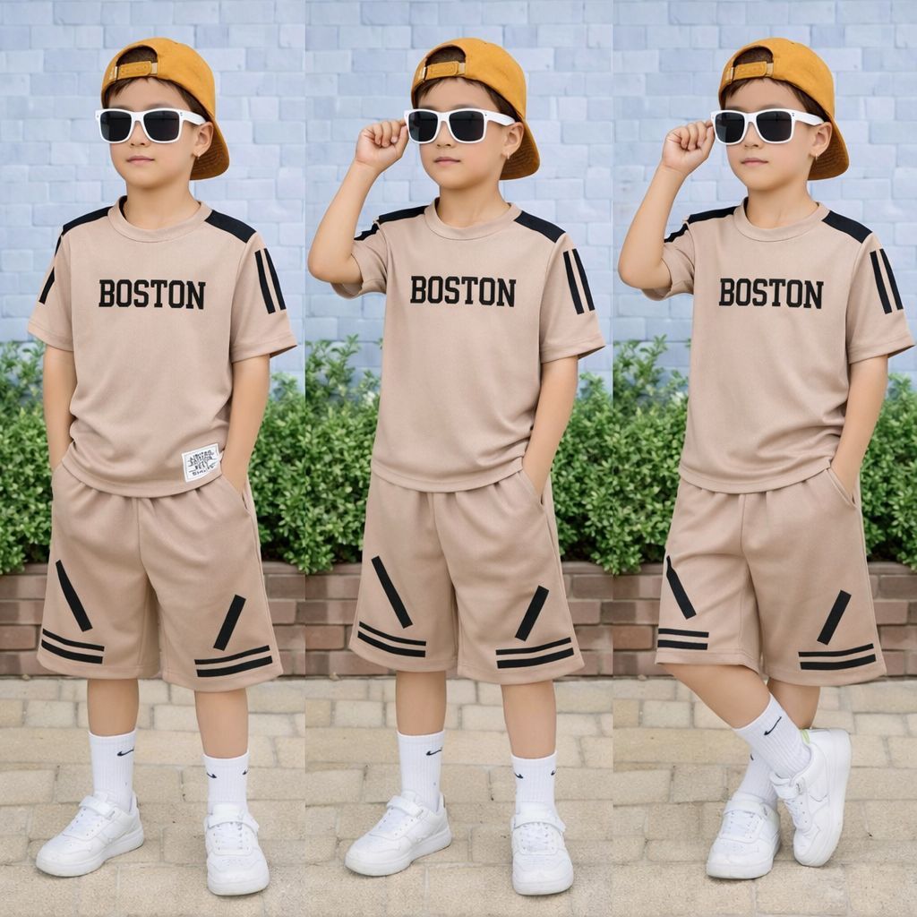 Conjunto Dry Fit Infantil Masculino Boston Estilo Esportivo Fresco Verão 4-14 em Oferta na Shopee