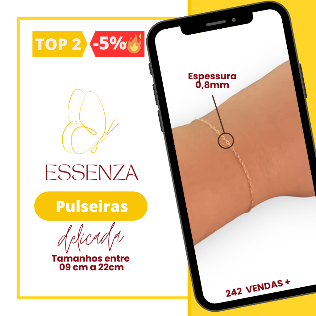 Pulseira de Ouro 18k Fina e Leve | ESSENZA – delicada, elegante e ideal para presente. Frete grátis. em Oferta na Shopee
