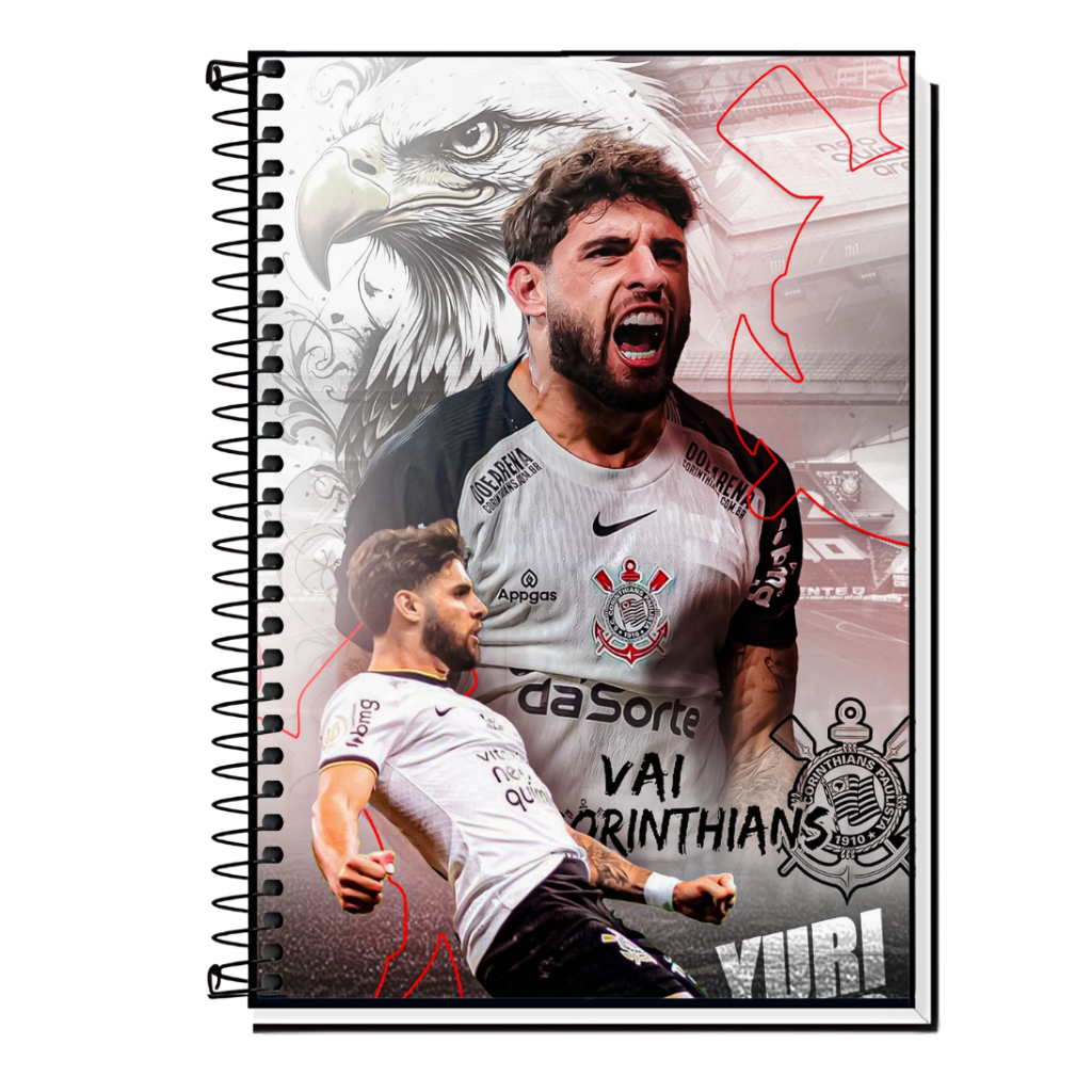 Caderno Yuri Alberto Corinthians | Artilheiro do Timão | Capa Dura & Espiral Resistente – 1,10,15 ou 20 Matérias | Timão em Oferta na Shopee