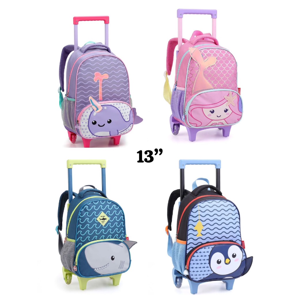 Mochila Escolar 13'' Com Rodinha Sereia Zoop Mochila Com Carrinho Infantil Menina