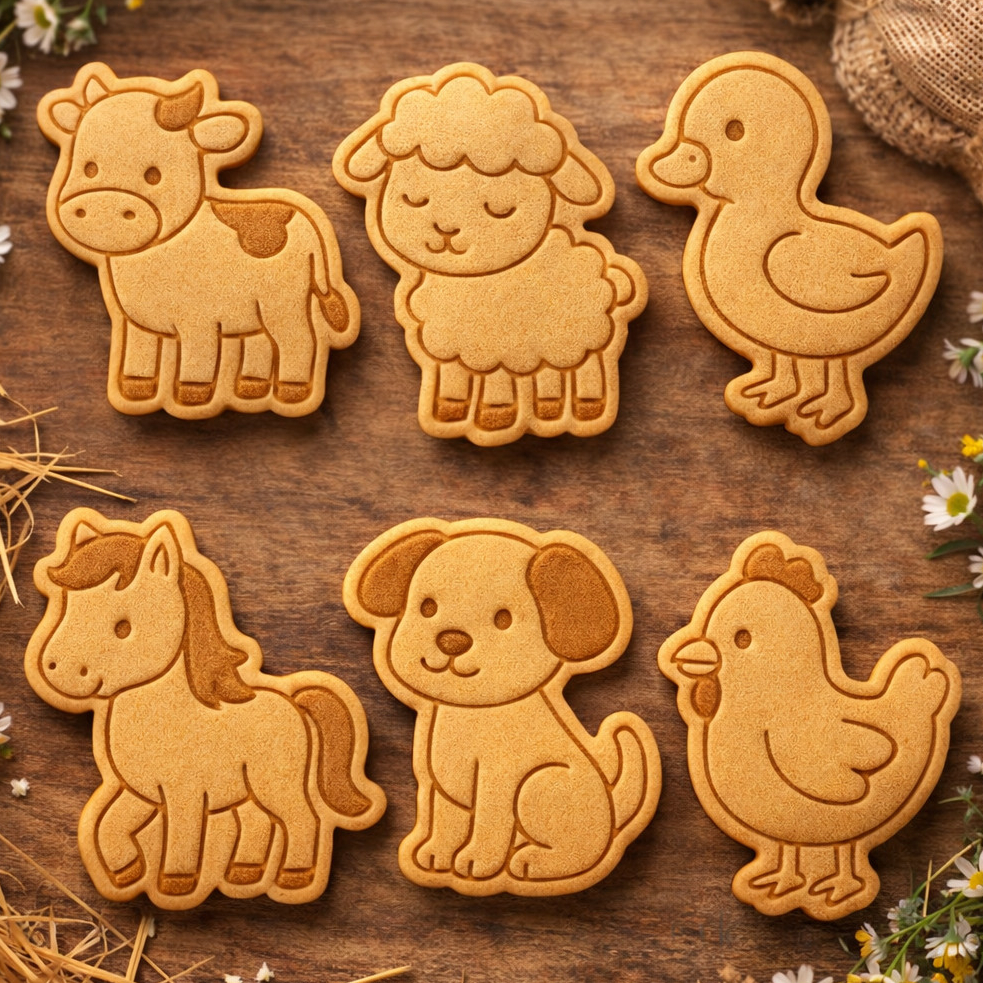 kit cortador/molde tema fazendinha com 6 peças para biscoitos, pasta americana, bolachas e massinhas em Oferta na Shopee
