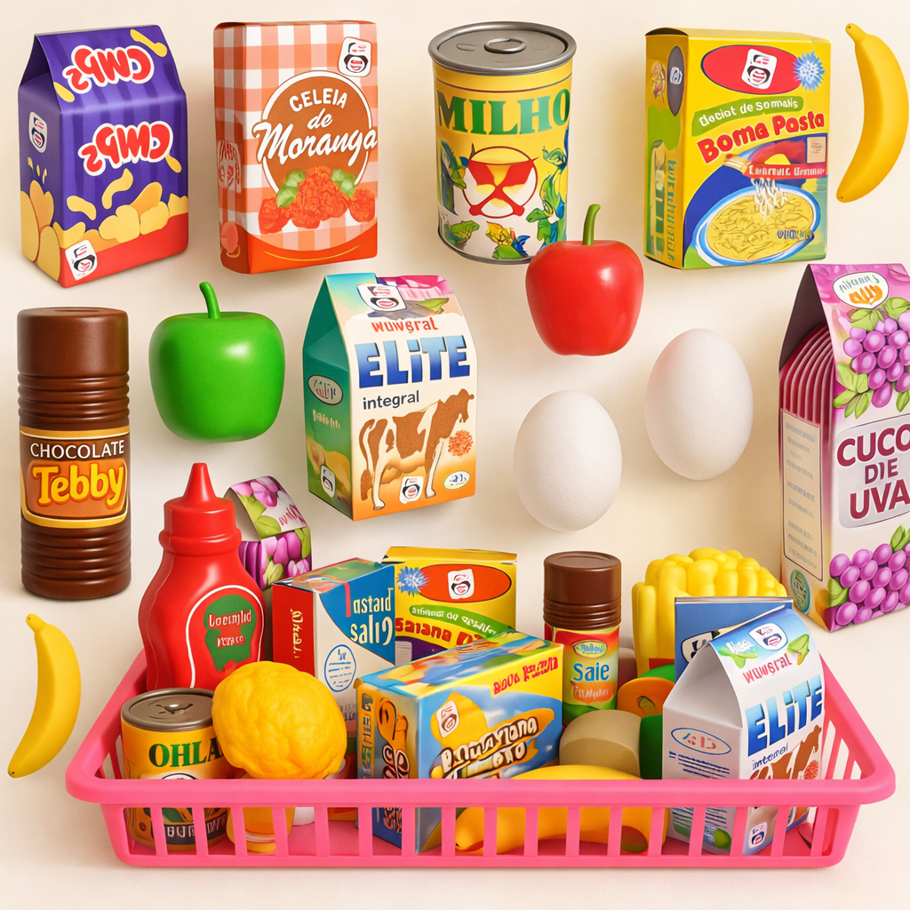 Kit Brinquedos Infantil Mercadinho Menina Menino 13 Pçs Comidinhas Brinquedo  Cozinha Infantil