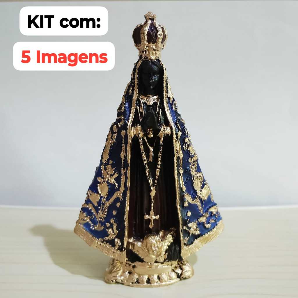 KIT Imagem Nossa Senhora Aparecida Tradicional 15cm - 5 Unidades