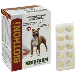 Suplemento Vitamínico Cães Biothon BioFarm Debilitados, Apetite, Queda de pelo - 10 Compr. + Bula em Oferta na Shopee