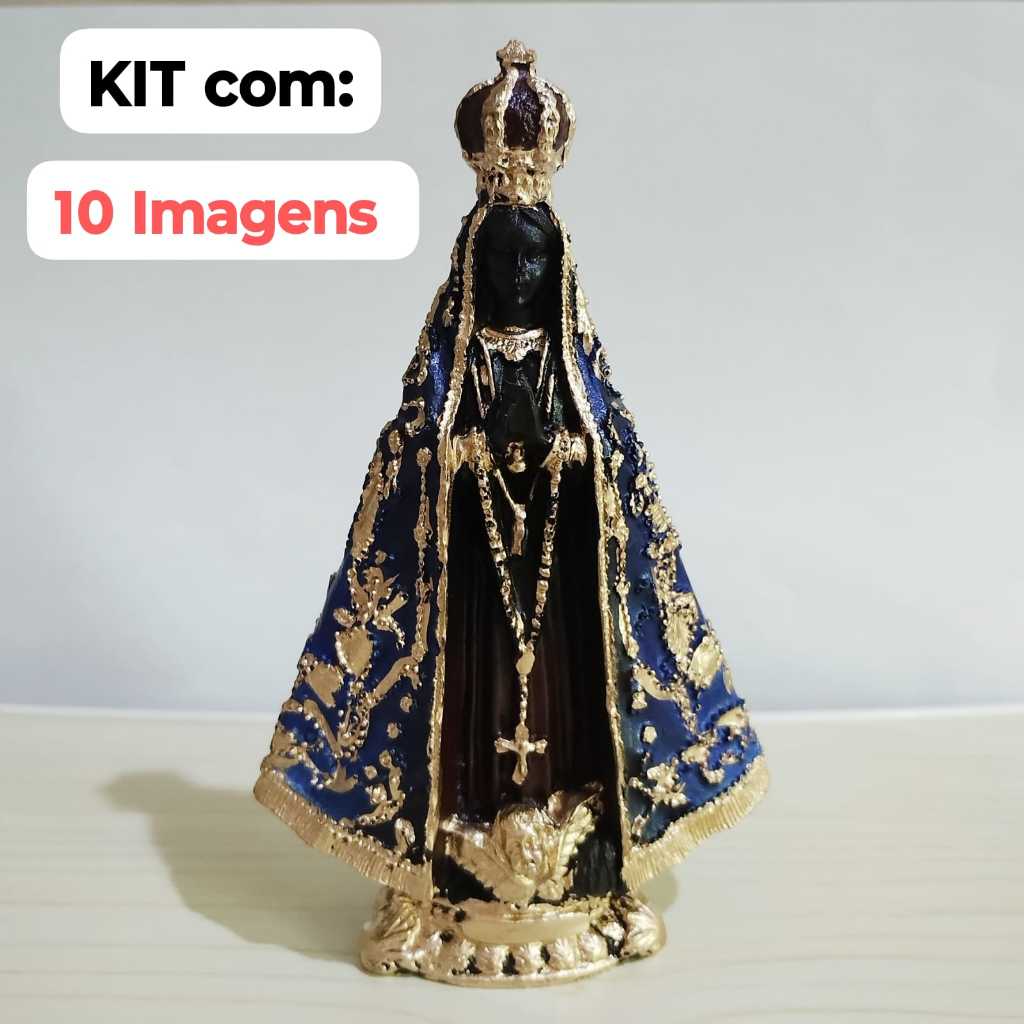 KIT Imagem Nossa Senhora Aparecida Tradicional 15cm - 10 Unidades
