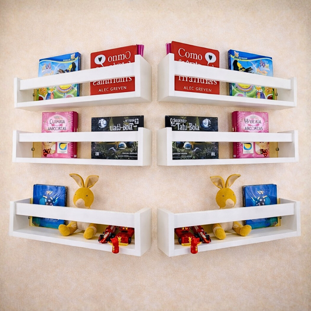 6 Prateleiras Revisteiros Quarto Infantil Nicho Estante Livreiro De Parede Organizador Brinquedos