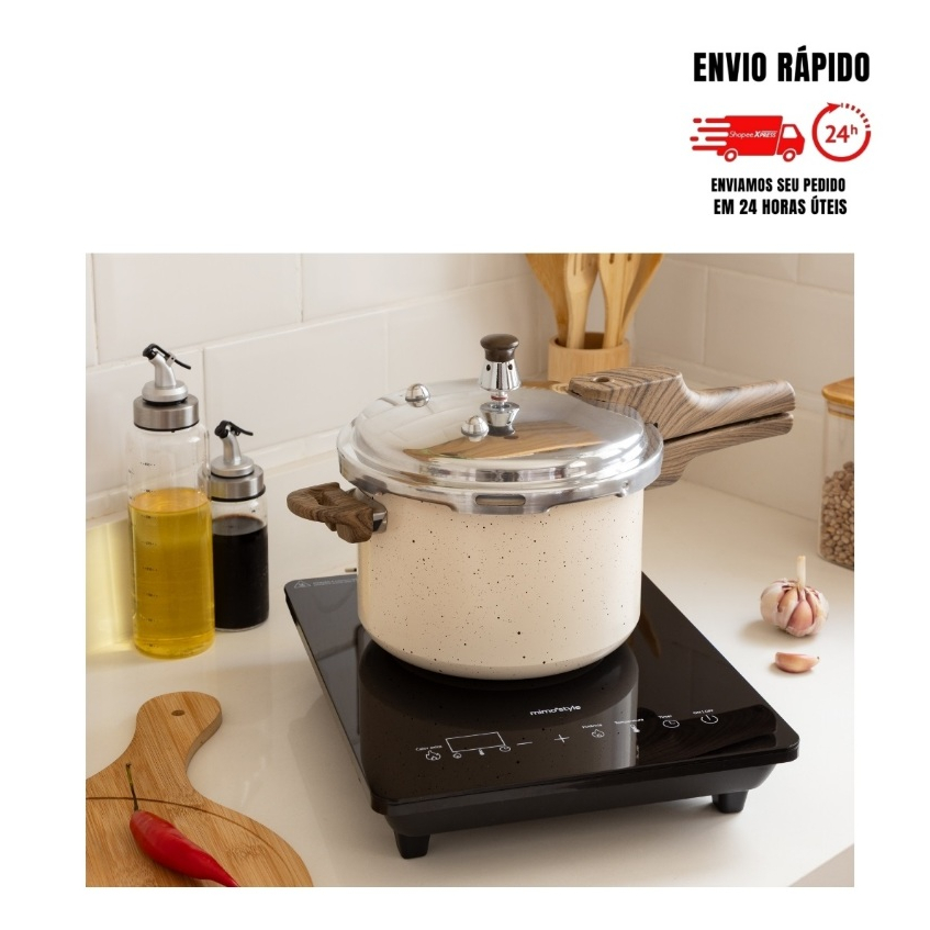 Imagem Panela De Pressão Indução Marmol Cerâmica Mimo Style Presscook - Antiaderente