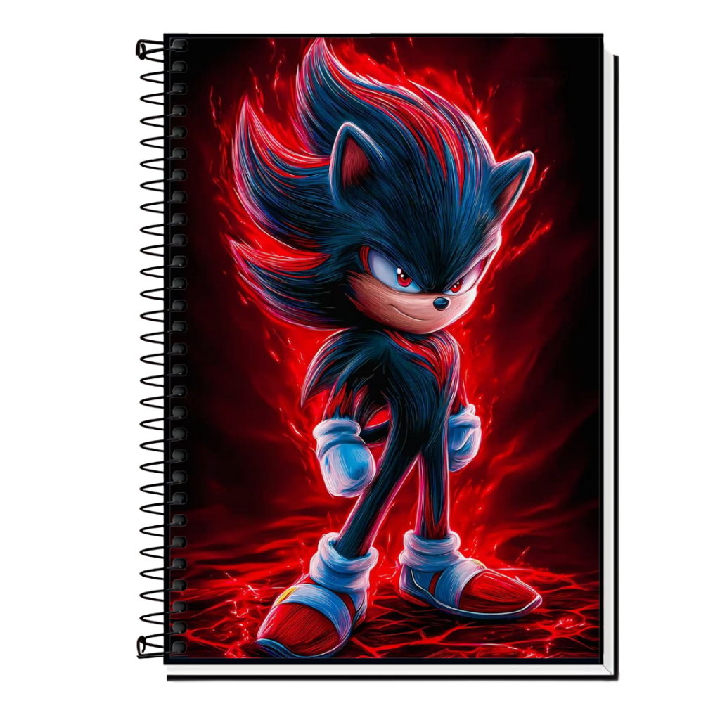 Caderno Shadow the Hedgehog | Poder & Atitude | Anti-Herói | Capa Dura & Espiral Resistente – 1,10,15 ou 20 Matérias | em Oferta na Shopee