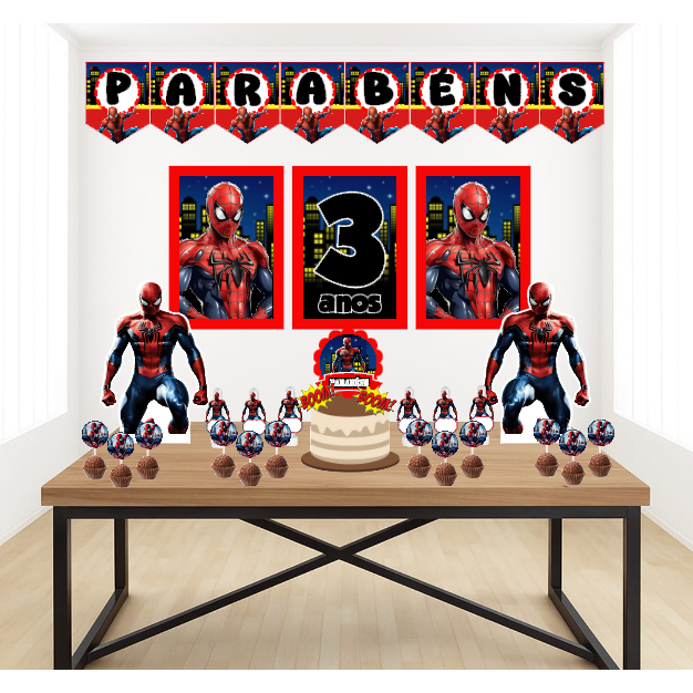 Kit Personalizado Festa HOMEM ARANHA Decoração Aniversário Só Um Bolinho Lembrancinhas Mesversário Festa em Casa